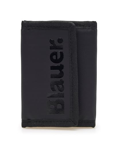 Blauer Strap01 Geldbörse für Herren, Jungen, aus Kunststoff, schwarz, Verschluss mit Klettverschluss, Logo, Schriftzug, Einheitsgröße, Schwarz , Taglia Unica