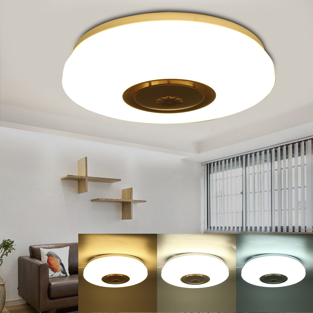 LED Deckenleuchte Dimmbare APP-Steuerung 85-265V Rauchmelder Moderne minimalistische Acryl-Rundbeleuchtung Wohnzimmerlam