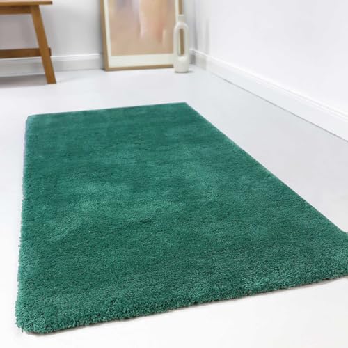 wecon home Kuschelig weicher Esprit Hochflor Teppich, bestens geeignet fürs Wohnzimmer, Schlafzimmer und Kinderzimmer RELAXX (200 x 290 cm, smaragdgrün)