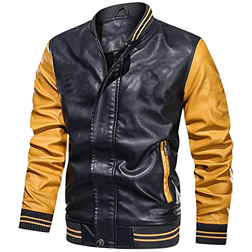 Herren Jacke Lederjacke Braun Herren Leather Jacket Lederjacke Herren Slim Fit Winter College Jacke Grau Herren Leder Bomberjacke Outdoorjacke Herrenjacke Bikerjacke Freizeitjacke Übergangsjacke