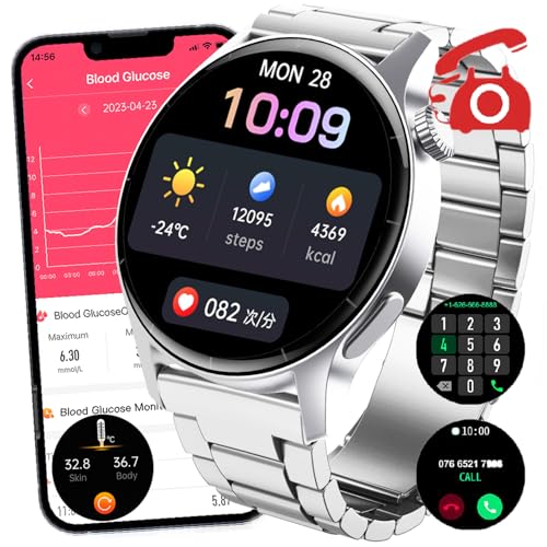2024 Smartwatch Bluetooth-Anrufe, Smartwatch 𝐁𝐥𝐮𝐭𝐳𝐮𝐜𝐤𝐞𝐫𝐆𝐥𝐮𝐜𝐨𝐬𝐞,Fitness Aktivitätsverfolgung,Pulsschlag Kalorien Schalter Schlafmonitor Blutdruck Betrachten Für Männer Frauen,G