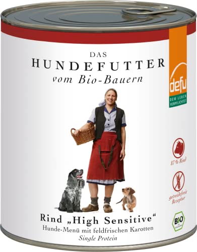 defu Hund | Bio Rind High Sensitive | Premium Bio Hundefutter | Getreidefreies Nassfutter Menü für Hunde (6x820)