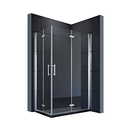 SONNI Eckeinstieg Duschkabine 80x100 cm Dusche Falttür 180º Duschwand Duschabtrennung NANO Glas