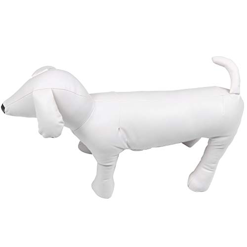 Duendhd Lederpuppe für Hunde, stehend, Größe L, Weiß
