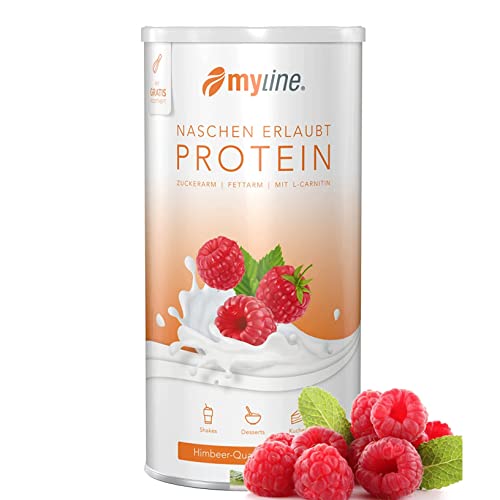 Myline Protein Shake Eiweißpulver viele Geschmacksrichtungen 400g + Maßband (Himbeer-Quark)