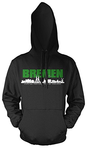Bremen Skyline Männer und Herren Kapuzenpullover | Fussball Sport Ultras Geschenk (M, Schwarz)