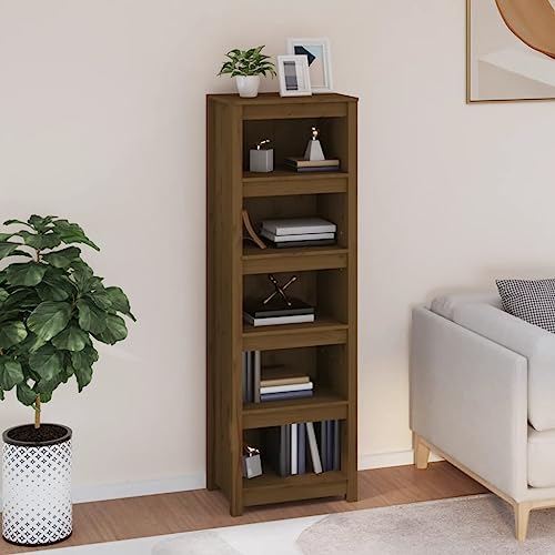 QZZCED Dekoratives Regal Wohnzimmerregal Bücherschrank Büro-Bücherregal Bücherregal Honigbraun 50x35x154 cm Massivholz Kiefer für Büro, Arbeitszimmer, Küche