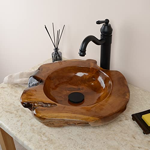 Holz - Waschbecken 45 cm Unikatauswahl nach dem Kauf Teakholz rund lasiert für Bad WC Garten Aufsatz-Waschbecken Handwaschbecken von Wohnfreuden