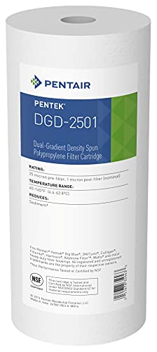 Pentair Pentek DGD-2501 155359-43 Big Blue Sediment-Wasserfilter, 11,4 x 25,4 cm, 100% reines Polypropylen, Farbverlaufsdichte, 1 Mikron