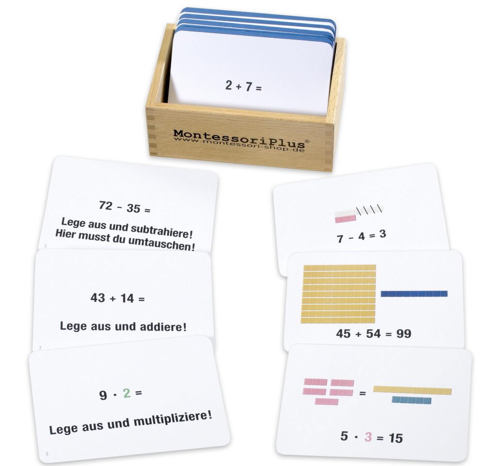 Arbeitskartei zu den Montessori-Rechenstäbchen, Freiarbeit im Zahlenraum bis 100 mit Selbstkontrolle