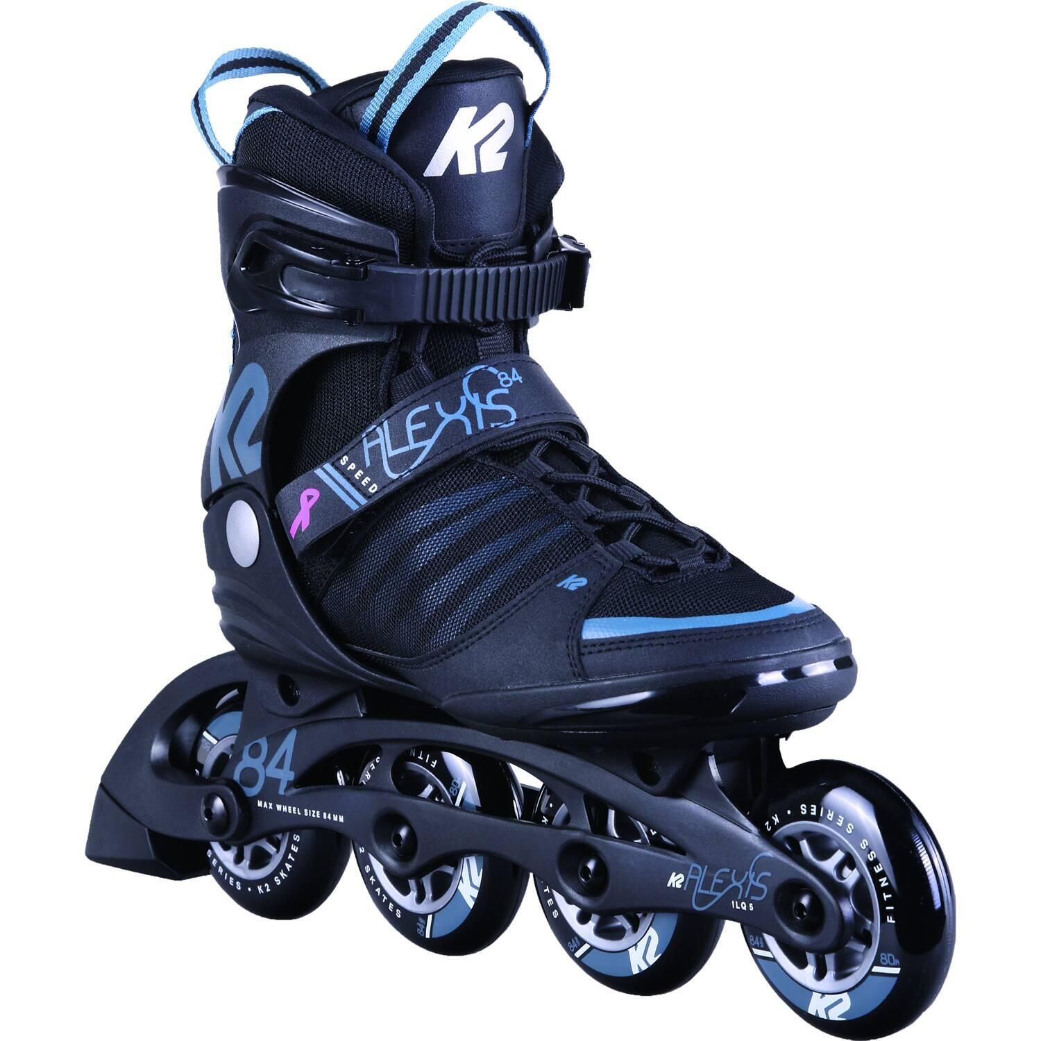 K2 Skates Damen Inline Skate ALEXIS 84 Speed Alu — black - steel blue — EU: 39.5 (UK: 6 / US: 8.5) — 30D0270