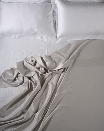 LENZUOLISSIMI - Bettlaken für Doppelbett aus Baumwollsatin, 300 Fäden, 270 x 290 cm,, Hellbeige