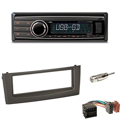 Autoradio Caliber RMD212 USB/SD/FM/AM Tuner + Radioblende Radio Blende schwarz + ISO Adapter + Antennenadapter für FIAT Grande Punto (199) 09/2005-2010 für FIAT Linea (323) ab 2007
