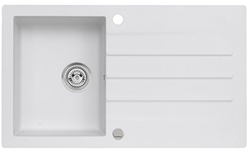 AXIS KITCHEN Mojito 100 Küchenspüle 86x50 Farbe Weiss Material Axigranit 50er Unterschrank Spülbecken Siphon, Exzenterbedienung, Ausschnittschablone