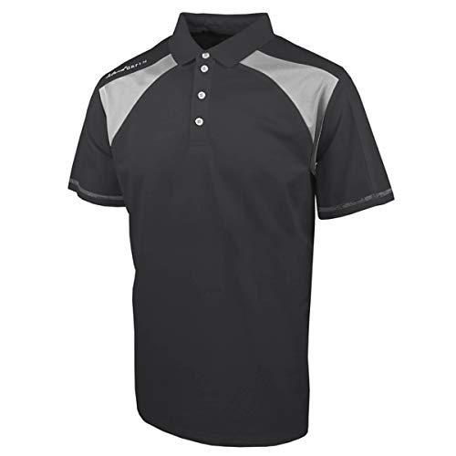 Island Green Herren Golf Mens Contrast Panel Moisture Wicking Flexible Polo Shirt Polohemd, Anthrazit/Stahlgrau, XXL