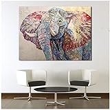 juntop Leinwanddruck Gemälde auf Leinwand Tierbild Bunte Elefanten Moderne Wohnkultur Wandbilder für Wohnzimmer Kunst -60x80cm ohne Rahmen