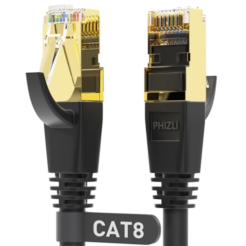 Cat8 Ethernet-Kabel, 3 m, 26 AWG, 40 Gbit/s, 2000 MHz, SFTP-Patchkabel, strapazierfähig, High-Speed-Cat8-LAN-Netzwerkkabel, RJ45, für den Außenbereich, wetterfest, für Router, Modem, Gaming