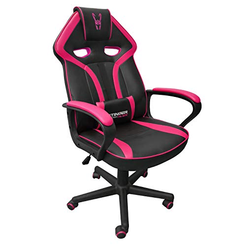 Woxter Stinger Station Alien Pink, Gaming-Stuhl, Stahlachse, Hebe, Gaskolben Klasse 4, ergonomisch, gepolsterte Armlehnen, höhenverstellbar, Kratzfeste Räder und Lendenkissen