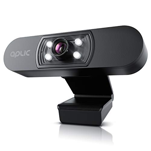 CSL - Full HD Webcam mit Mikrofon 1080p - 1920x1080P – 4 Hilfslichter/Szenelicht– 5P Linse – automatischer Weißabgleich - für PC MAC - schwarz