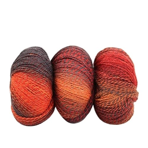 3 Stück 150 g Regenbogenwolle Häkelschal AB-Segment gefärbtes Wollgarn (Color : Color number 16)