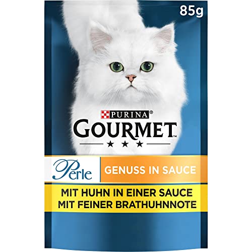 PURINA GOURMET Perle Genuss in Sauce Katzenfutter nass, mit Huhn, 24er Pack (24 x 85g)