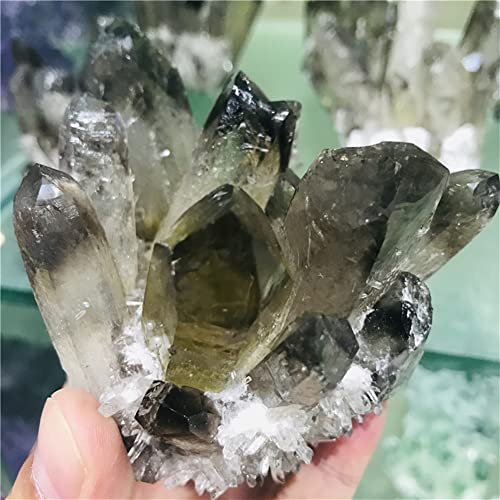 AMAZWI Home Decor, 400–500 g natürlicher Rauchquarz-Cluster-Kristall-Exemplar Reiki-Heilungs-Reiki-Stein-Geschenk-Geschenke, natürlicher Kristall ZUOSHUAAYIN