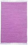 Theko | Dhurry Teppich aus 100% Baumwolle Flachgewebe Teppich Happy Cotton | handgewebt | Farbe: Fuchsia | 90x160 cm