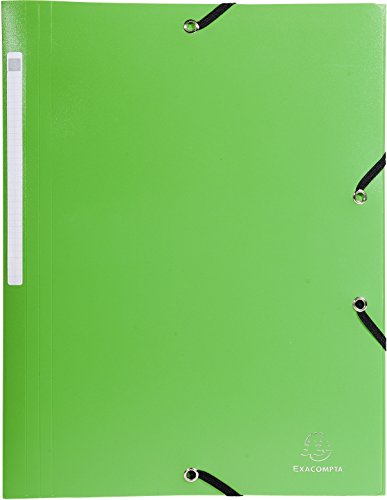 Exacompta 55813E Packung (mit 10 Sammelmappen aus PP mit 3 Klappen, Gummizug, blickdicht, ideal für Ihre Dokumente DIN A4) 10 Stück hellgrün