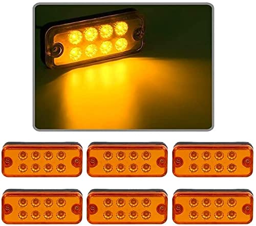 Seitenmarkierungsleuchten, 6 Stück 12V 24V 8 LED Side Marker Lights LKW-Seitenmarkierungsanzeigen Autoseitenanzeiger Lichter für LKW-Anhänger (Gelb)