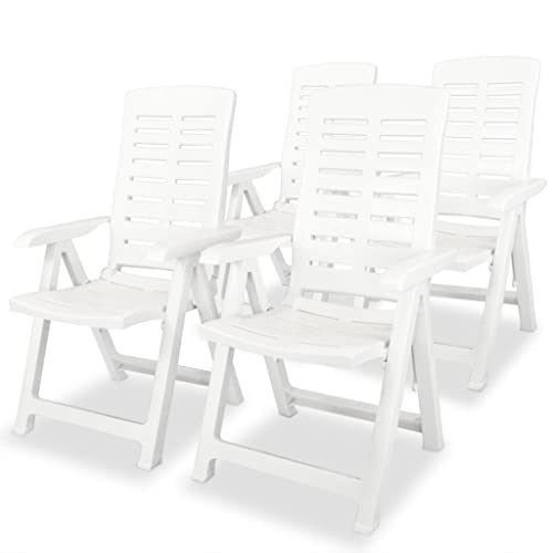 vidaXL 4X Gartenstuhl Verstellbar Witterungsbeständig Hochlehner Klappstuhl Liegestuhl Klappsessel Gartenstühle Stuhl Stühle Kunststoff Weiß
