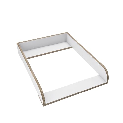 REGALIK Wickelaufsatz für Hemnes 500 IKEA 72cm x 50cm - Abnehmbar Wickeltischaufsatz in Weiß - Abgeschlossen mit Natürlichem Sperrholz geschützt okologisches Öl mit Abgerundeten Frontplatten