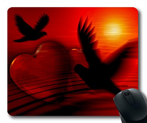 (Precision Lock Edge Mouse Pad) Heart Dove Silhouette Love Luck Abstract Gaming Mouse Pad Mouse Mat for Mac or Computer