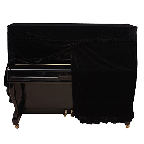 Pleuche Klavierabdeckung, aufrechtes Klavier-Staub, modische Klavier-Staub-Schutzhülle, Dekoration Instrumente Zubehör (schwarz)