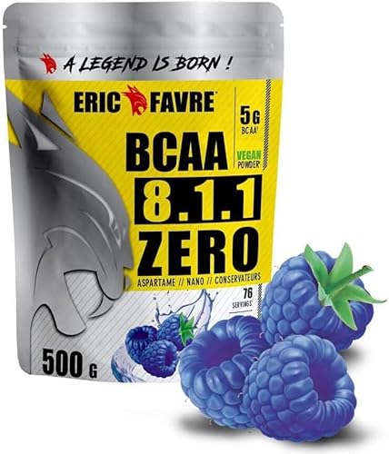 BCAA 8.1.1 Zero -Essentielle Aminosäuren Leucin, Valin und Isoleucin -Muskelaufbau -Vegan Verbündete für effektives Training -Leistungssteigerung -Französisches Labor Eric Favre -500g, Blaue Himbeere