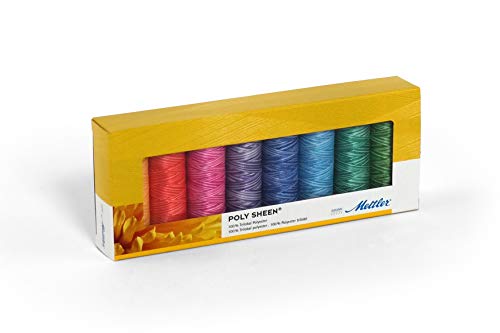 Mettler Poly Sheen Pastels-Kit 8er Nähgarn-Set: Hochglanzgarn für Stickereien und Dekorative Näharbeiten – 100% Polyester – PS81 Pastels-Kit - 200m Pro Rolle