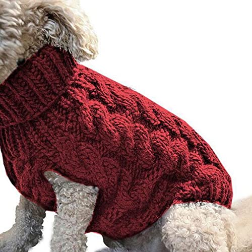 TOBILE Hundekleidung Warme Hundepullover Winterkleidung Rollkragen Strick Haustier Katze Welpe Outfit Pullover Vest-Fäulnis, L