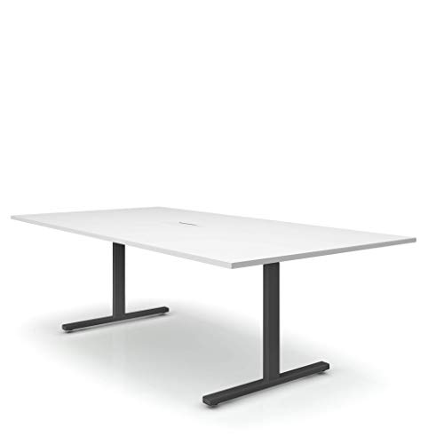 Weber Büro EASY Konferenztisch 240x120 cm Weiß mit ELEKTRIFIZIERUNG Besprechungstisch Tisch, Gestellfarbe:Anthrazit