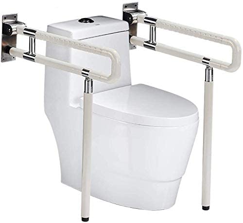 RANZIX klappbare WC Aufstehhilfe - Stützgriff Sicherheits Haltegriff Stützklappgriff behindertengerecht Toiletten Stütz-Haltegriff hochklappbar robust & solide verarbeitet (Weiß, 750MM)