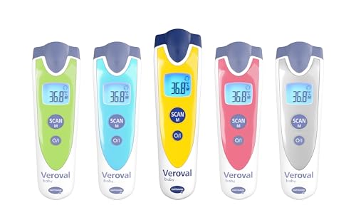 Veroval baby Infrarot-Thermometer Gelb, Berührungslose und Geräuschlose Messung, Körpertemperatur, Objekttemperatur, Umgebungstemperatur, schnelle Messung, einfache Handhabung