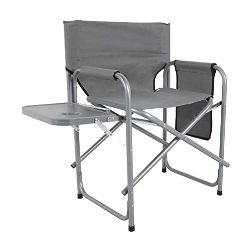 Mojawo Deluxe Outdoor Campingstuhl Regiestuhl Campingsessel Camping Stuhl + Seitentasche & Klapptisch Grau klappbar