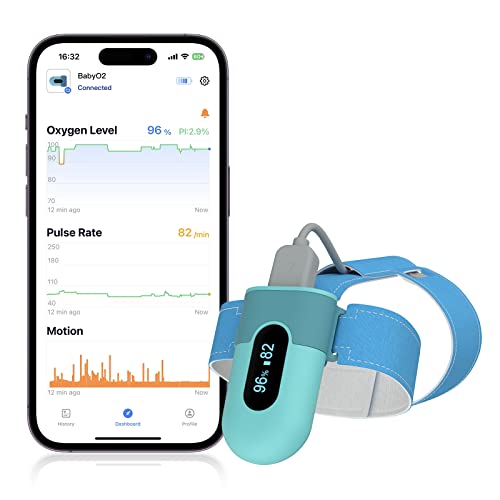 Sensor-Foot zur Atmungsüberwachung bei Babys & Kindern | misst Herzfrequenz, Sauerstoffsättigung, Schlafdauer | per Bluetooth auf iOS &Android App PC Software