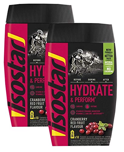 Isostar Hydrate & Perform Iso Drink – 400 g isotonisches Getränkepulver – Elektrolyt Pulver zur Unterstützung der sportlichen Leistungsfähigkeit – Cranberry (2x400g )