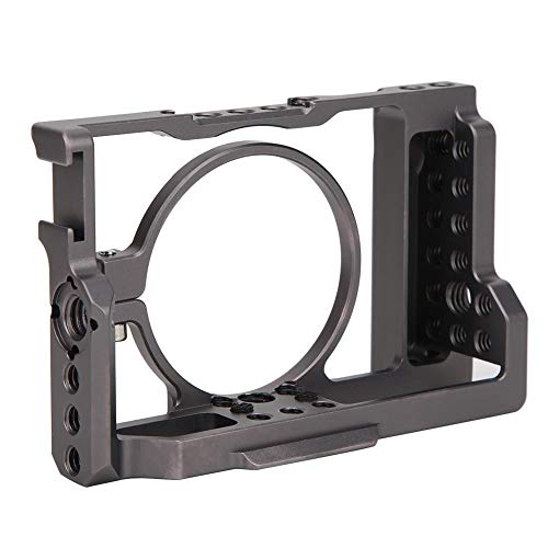 RX100-Kamerakäfig, Kamerakäfig aus Aluminiumlegierung für RX100M7-Kamera, mehrere 1/4 Zoll- und 3/8 Zoll-Schraubenlöcher, CNC-Fotokamera-Käfig für Präzisionsbearbeitung