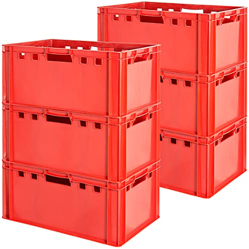 Kingpower Fleischkiste E3 Fleischkiste Rot Fleischerkiste Fleischkisten Kiste Fleischkiste Eurobox Lebensmittelecht 60 x 40 Metzgerkiste Auswahl, Anzahl:6