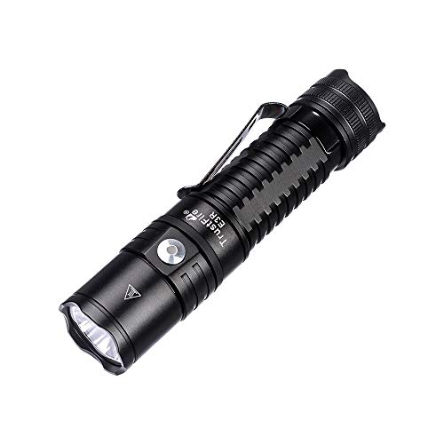 TrustFire E3R LED Taschenlampe mit USB aufladbar 1000 Lumen EDC Taschenlampe mit 1 x Gürteltasche, 1 x Schlaufe und 4 Modi Hoch/Mittel/Niedrig/Strobe für Camping, Wandern, Notfall