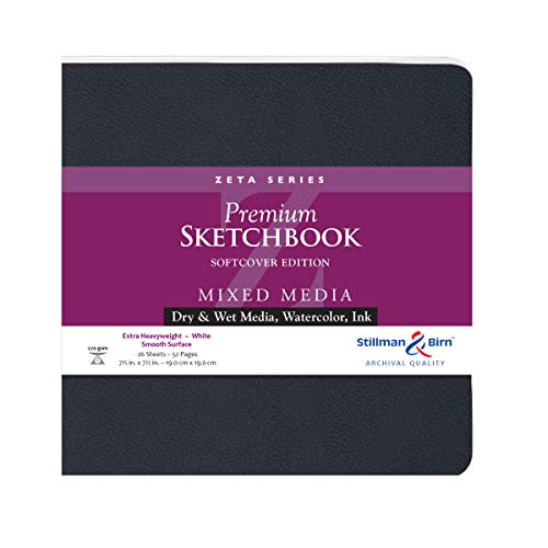 Stillman & Birn Zeta Series Softcover Skizzenbuch, 19,1 x 19,1 cm, 270 g/m² (extra schwer), weißes Papier, glatte Oberfläche
