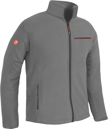 ACE Fleece-Jacke - warme Outdoor-Jacke für Männer - Herren-Jacke ohne Kapuze - Reißverschluss & drei Taschen - Grau - XXL