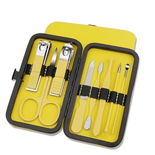 Nagelknipser-Set für den Haushalt, tragbare Nagelknipser für Männer und Frauen, Adler-Nasenzange, gelb, 8-teiliges Set