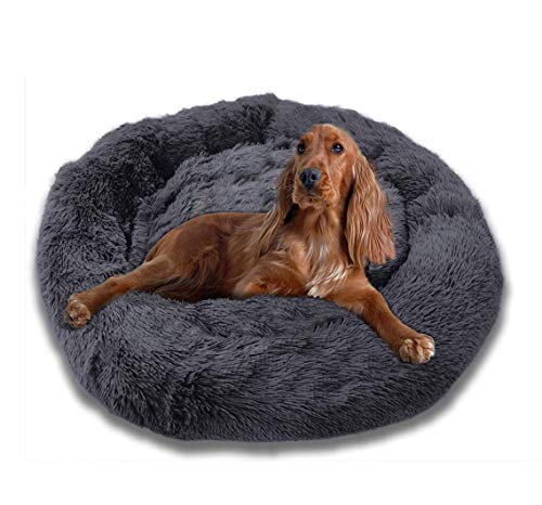 Maran Rundes Haustierbett, flauschig, beruhigendes Bett aus Plüsch, für extra große Hunde