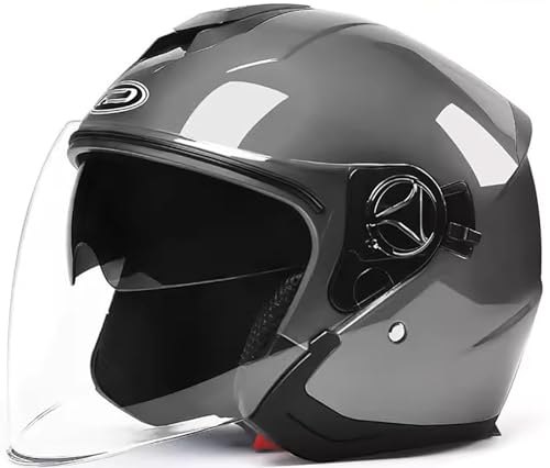 Halbschalenhelm, Vintage Motorradhalbhelm Mofa-Helm Jethelm ECE-Zugelassener Helm Für Erwachsene Damen Und Herren Brain Cap Helm Mit Sonnenblende Für Cruiser Chopper Scooter 1,58-62CM